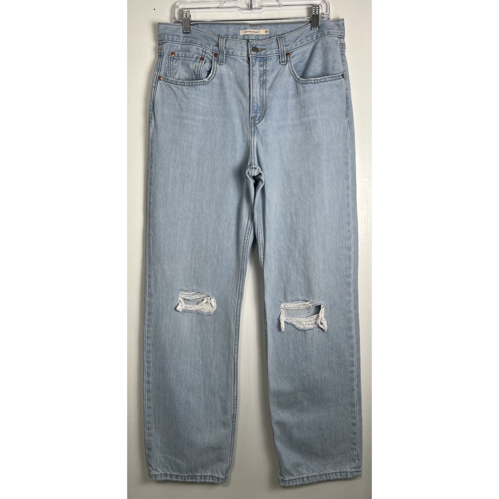 Levi Low Pro Straight 30 Womens Denim Jeans Medium Wash Cotton Distressed